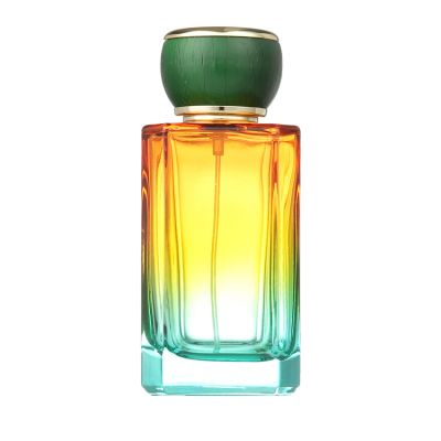 Custom Logo Luxury Yellow Green Gradient Glass 100ml Empty Bottles Perfume