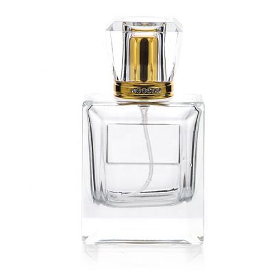 China OEM Logo Empty 50 ml Square Glass Luxury Perfume Bottle