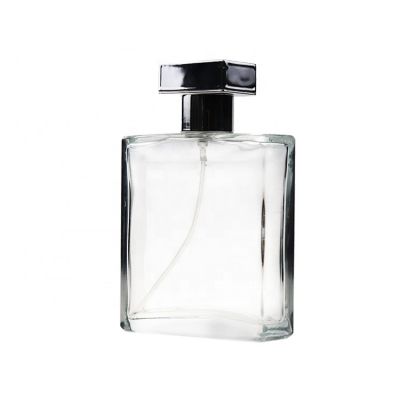 Factory Wholesale Empty Square 100ml Clear Glass Perfume Spray Bottle With Box 