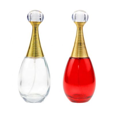 Diamond And Golden Design Cap 60ml Luxury Perfume Glass Bottle With Atomizer 