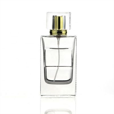 Square Cosmetic Packaging Empty Glass Bottle 55ml Perfume Spray Bottle Clear 
