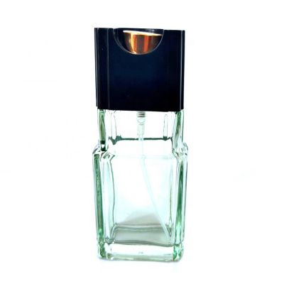 Flat Rectangular Shape Custom Translucent Vintage Green Color Glass Empty 50ml Cologne Bottle 