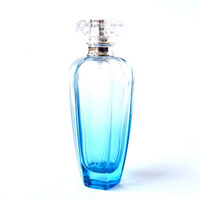 80ml Tall Diamond Shape Sky Blue Luxury Crystal Perfume Elegant Bottle For Sale 