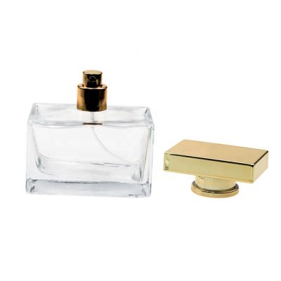 Transparent Square Perfume Bottle 100ml 120ml With Square Crystal Cap 