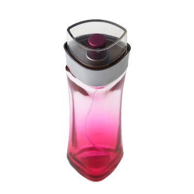 2020 New Invention Pink Gradient Unique Shaped Perfume Spray Bottle 100 ml With Clear Cap For Women 