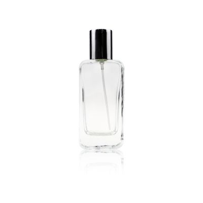 Wholesale Cheap Clear Rectangle Glass Perfume Bottle 55 ml With Silver Cap 