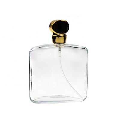 China Manufacturer Flat Square Transparent Glass Perfume Bottle 100ml 