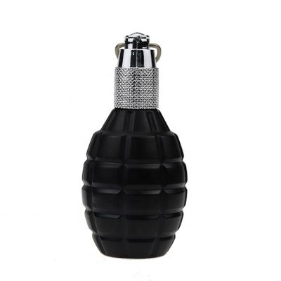 OEM Wholesale Empty Man Fragance Black Glass Bomb Shape Perfume Bottle 100ml 