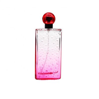 Wholesale Custom 50ml Women Pink Glass Rectangular Perfume Bottle 