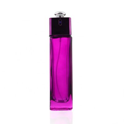 Branded Bottles Womens Rectangle Purple Glass Fragance Perfume Bottle 100ml 