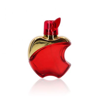 Decorative Apple Shaped 60ml Red Glass Empty Spray Round Perfume Bottle 