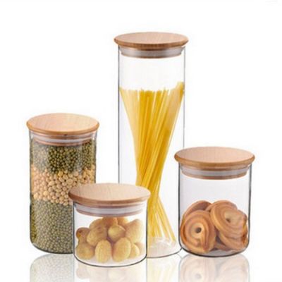 High Borosilicate Glass Spice Tea Glass Jar With Bamboo Lid For Home