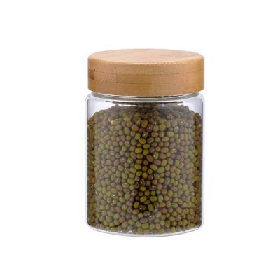 420Ml Borosilicate Glass Storage Jar With Screw Bamboo Lid 