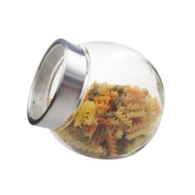 1735ml glass storage jar with see-through stainless steel lid L size 