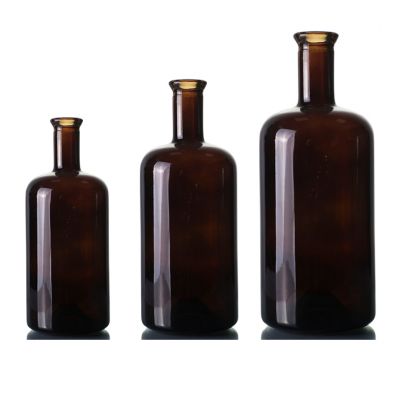 375ml 750ml Wholesale Amber High Flint Alcohol Glass Bottle For Whiskey Vodka 