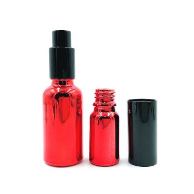 15ML 30ML 50ML Custom Red Electroplating Glass Bottle with Sprayer/Dropper
