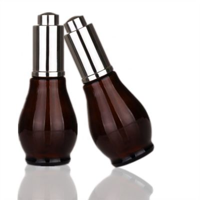 Hot sale 10ml 15ml 30ml 50ml 100ml single gourd shape amber glass bottle with dropper cap 