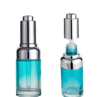 Hot sale Custom blue shoulder dropper glass Essential oil Bottle with cap