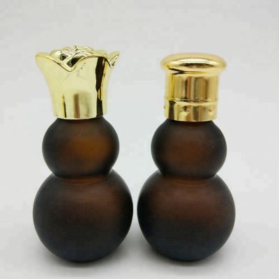 Factory direct glass bottle double gourd cosmetic bottle brown gourd dropper oil tea bottle 