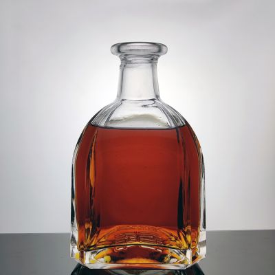 Hot cork top special Finish High-Level White Empty Round Shape Fancy wholesale Wine 750ml liquor glass bottle