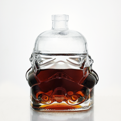 Hot helm Decal cork special Finish High-Level White Empty Round Shape Fancy wholesale Wine 750ml liquor glass bottle