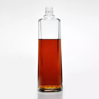 wholesale hot Special shape guala cork top empty oblong shape whikey rum 750 ml clear luxury unique glass bottle 