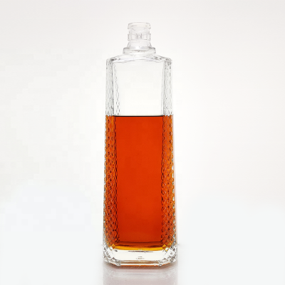 crystal fancy alcohol bottle 750ml spirit embossed bottle with guala top 75 cl empty vodka bottle for liquor