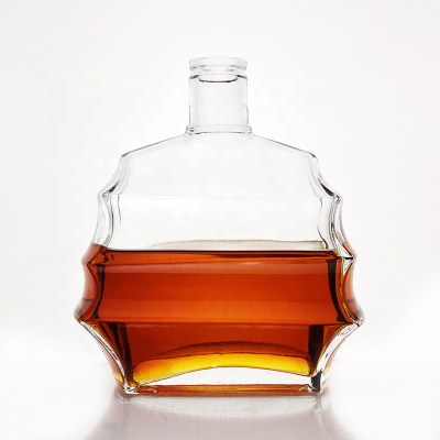 750ml Vodka Container Whiskey Decanter Cork Lid 70cl Unique Shaped Xo 700ml Empty Crystal Flat Glass Rum Bottle of Alcohol 