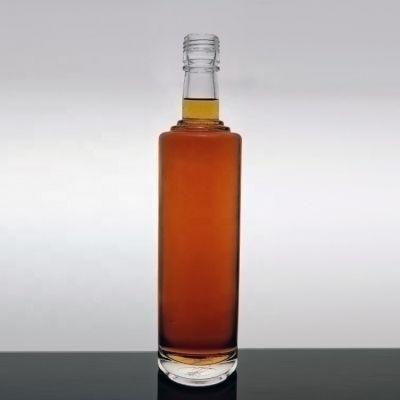 Screw Top Ropp Cylindrical 500ml Whiskey 1 Liter Vodka Water Boston Round Cheap Tequila Glass Whiskey 450ml Liquor Bottles 