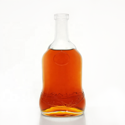 Engraved Logo Cork Top Empty Clear 0.75l Vodka 750mll Spirits Xo Brandy 700ml Glass Liquor Bottle Supplier 