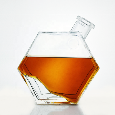 Good Glass Bottle Manufacturer in China Super Flint Special Looking Stand Hexagon 700ml Glass Unique Shape Liquor Glass Bottle 