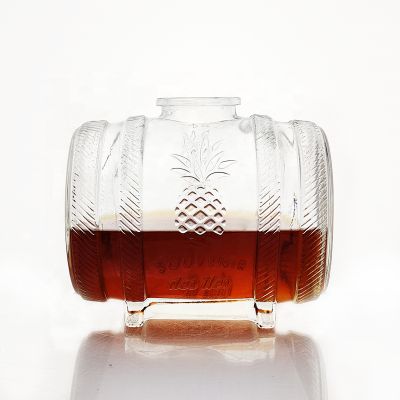 China Supplier Fancy Barrel Shape Cognac Vodka Custom 1 Liter Alcohol 1l Whiskey Bottle 500ml Spirit Glass Bottle 1000ml