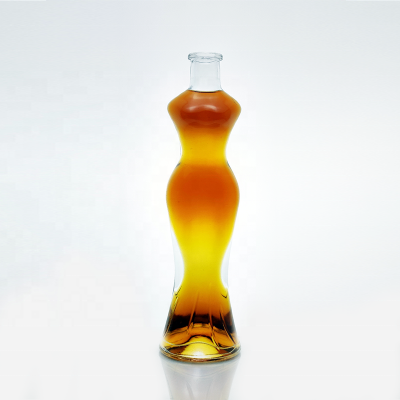 woman body shape empty gin vodka rum glass liquor bottle with cork wholesale glass bottle for alcohol 300ml