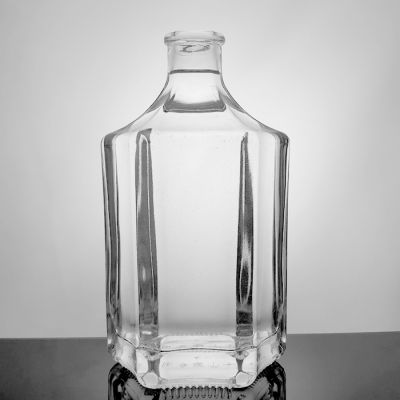 special shape printing logo clear empty crystal glass Emboss screw top square shape450ml whisky glass bottle 