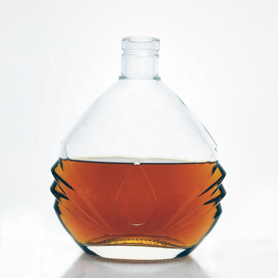 Luxury 750ml Xo Brandy Bottle Glass For Liquor Empty Fancy Flat Shape Spirit 750ml Brandy Bottle With Corks 