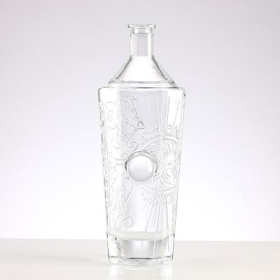 wholesale 500ml 700ml brandy gin bottle wine whiskey empty glass bottle 750ml 1000ml round liquor vodka glass bottles 