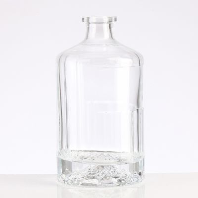 High End Clear Spirit Liquor Bottle Square Rum Wine Alcohol Glass Bottle 