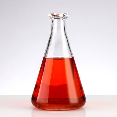 customized printing Triangle glass bottle bubble tea glass jar with cork 