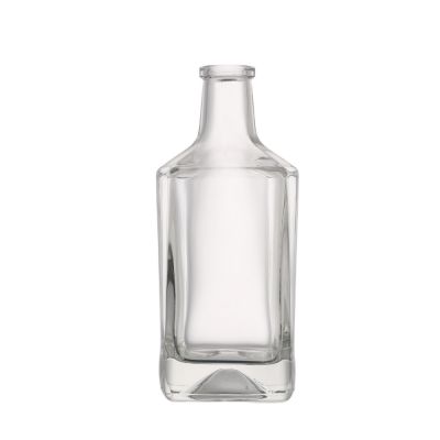 high quality luxury 500 ml vodka square glass bottle whisky liquor wine with wood lid 