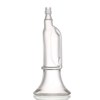 Unique Shaped Fancy Custom Empty 500 ml Tall Glass Wine Liquor Bottle With Crown 