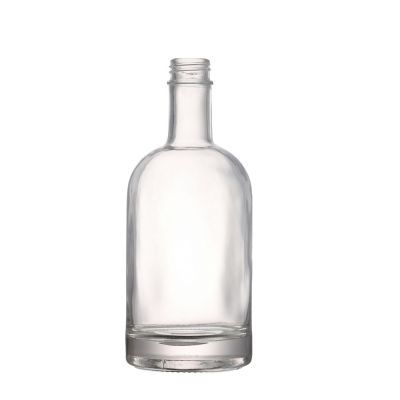 Empty Spirit Round Shape Screen Printing Liquor 750 ml Clear Glass Bottle With Screw 