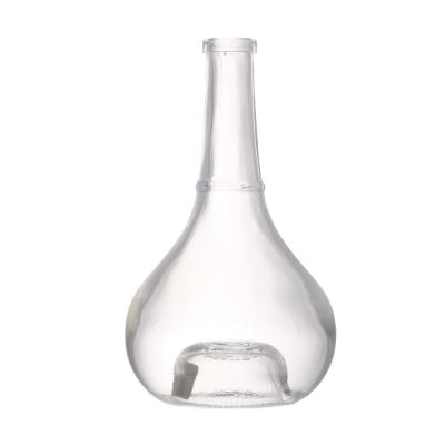 Fancy Empty Clear Custom Liquor thin mouth empty Glass Bottle 500 ml With Cover 