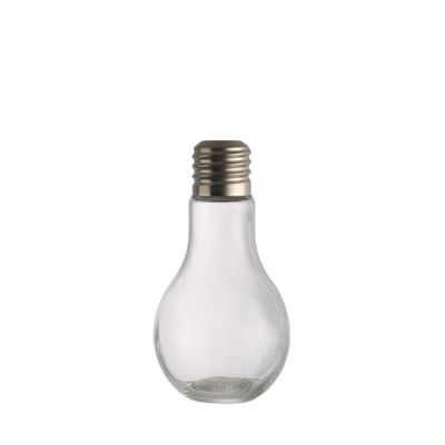 unique shape empty 350 ml glass juice beverage bottles light bulb bottle with cover 