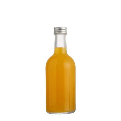 350 ml Round long neck glass beverage bottles food grade beverage juice with lid 
