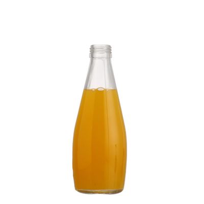 Selling Cheap Price Juice Stock Round Beverage 290 ml Clear Glass Bottle With Screw 