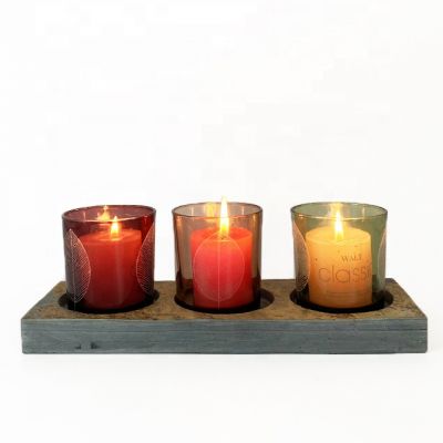 6oz green purple mirror candle holders with leaf design for wedding party 