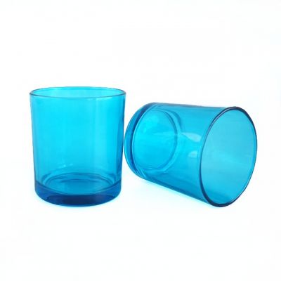 200ml shiny blue colored glass candle holder 