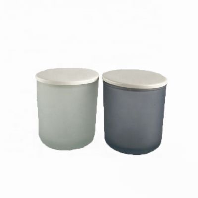 frosted clear and gray glass candle holder with multi colors lid