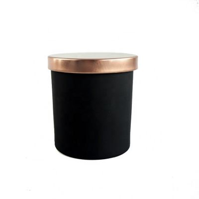 wholesale luxury custom empty matte black 200ml candle container with metal lids in bulk 
