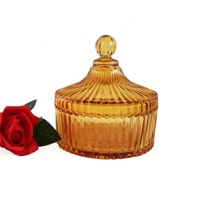 New type dome jar candle mongolian yurt amber candle holder 17oz with dome lid 